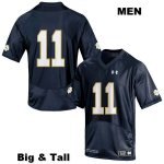 Notre Dame Fighting Irish Men's Alohi Gilman #11 Navy Under Armour No Name Authentic Stitched Big & Tall College NCAA Football Jersey LYG6699UI
